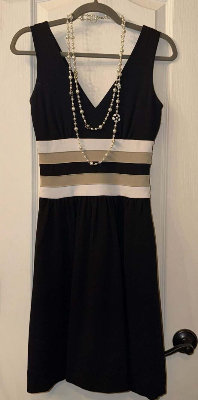 Diane von Furstenberg Black and White Striped Sleeveless Dress
